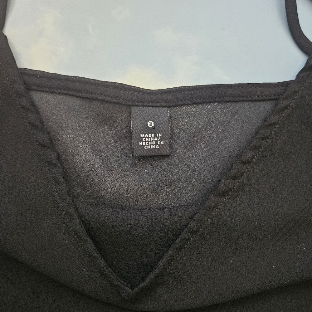 Black Spaghetti Strap Chiffon Top Basic Black Cam… - image 4